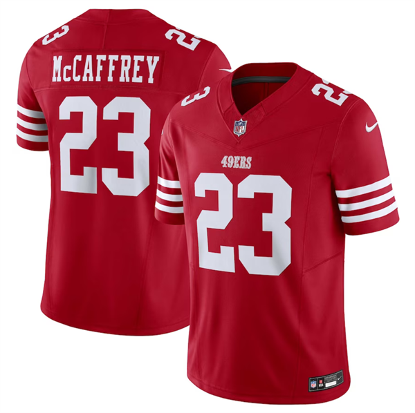 Men's Red San Francisco 49ers #23 Christian McCaffrey 2023 F.U.S.E. Vapor Untouchable Limited Stitched Football Jersey