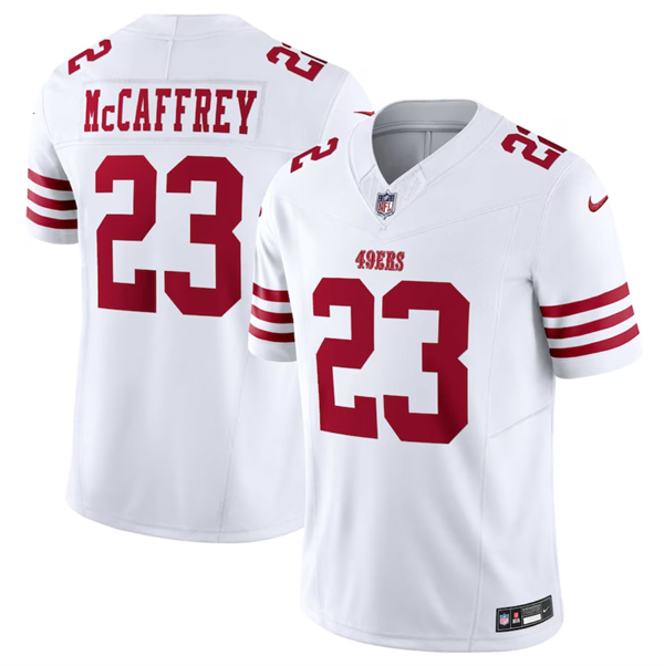 Men's White San Francisco 49ers #23 Christian McCaffrey 2023 F.U.S.E. Vapor Untouchable Limited Stitched Football Jersey