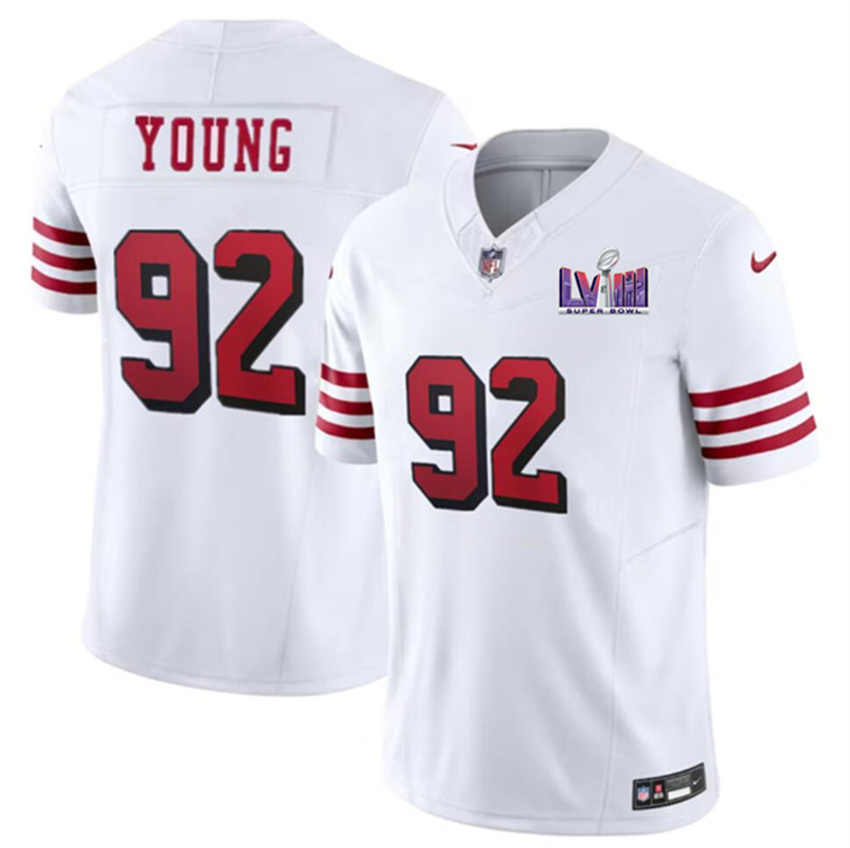 Men's New White San Francisco 49ers #92 Chase Young F.U.S.E. Super Bowl LVIII Patch Vapor Untouchable Limited Stitched Football Jersey