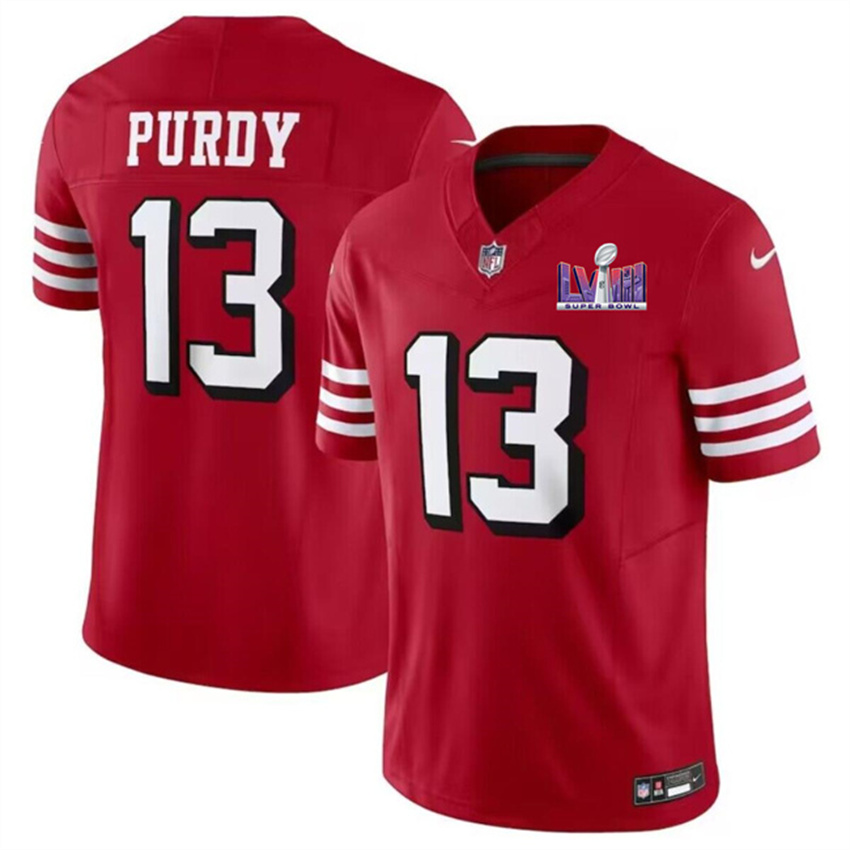 Men's New Red San Francisco 49ers #13 Brock Purdy F.U.S.E. Super Bowl LVIII Patch Vapor Untouchable Limited Stitched Football Jersey