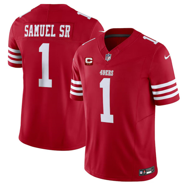Men's Red San Francisco 49ers #1 Deebo Samuel SR 2024 F.U.S.E. With 2-Star C Patch Vapor Untouchable Limited Stitched Football Jersey