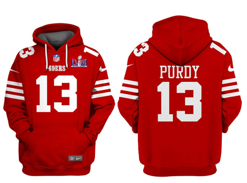 Men's Red San Francisco 49ers Active Player Custom Super Bowl LVIII Alternate Pullover Hoodie