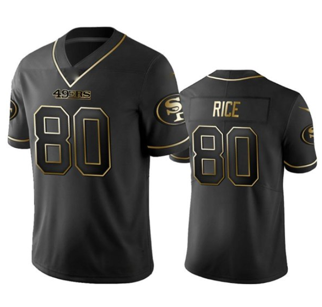 Men's Black Gold San Francisco 49ers #80 Jerry Rice Stitched Jersey