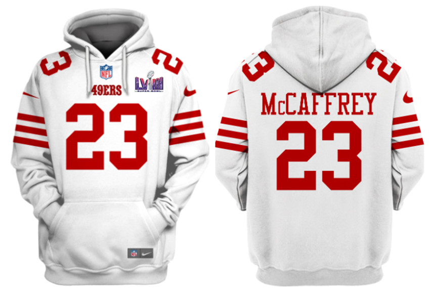 Men's White San Francisco 49ers Active Player Custom Super Bowl LVIII Alternate Pullover Hoodie