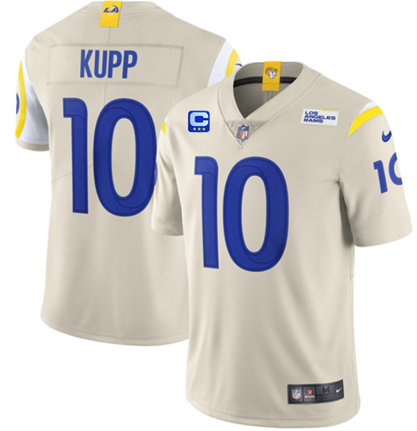 Men's Cream Los Angeles Rams #10 Cooper Kupp 2022 With 3-Star C Patch Vapor Limited Stitched Jersey