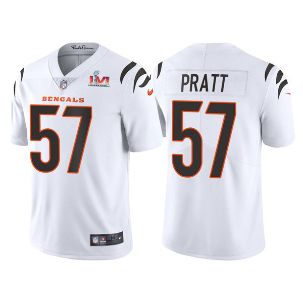 Men's White Cincinnati Bengals #57 Germaine Pratt 2022  Super Bowl LVI Vapor Limited