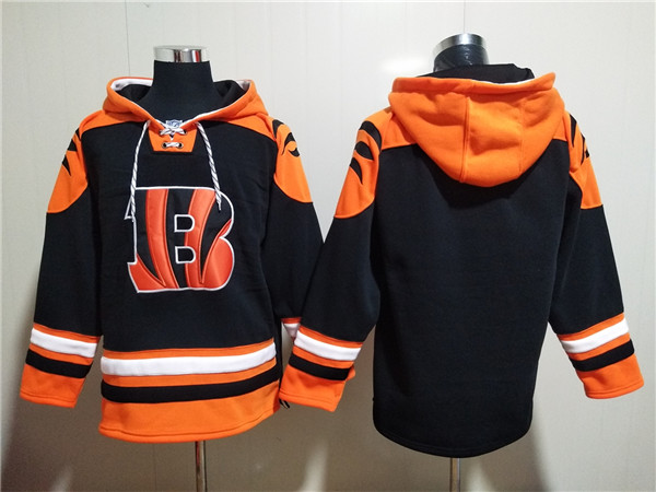 Men's Orange/Black Cincinnati Bengals Blank Ageless Must-Have Lace-Up Pullover Hoodie
