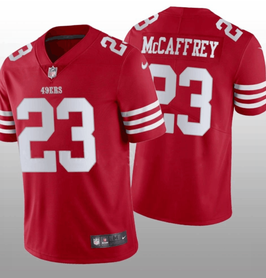 Men's Red San Francisco 49ers #23 Christian McCaffrey 2022 Vapor Untouchable Limited Stitched Football Jersey