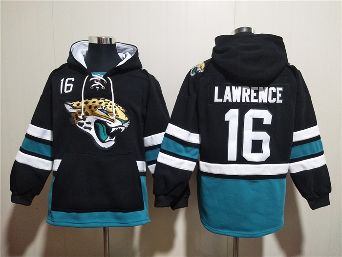 Men's Black Jacksonville Jaguars #16 Trevor Lawrence Ageless Must-Have Lace-Up Pullover Hoodie