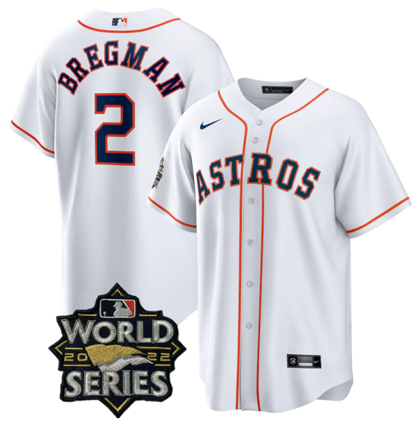 Men's White Houston Astros #2 Alex Bregman 2022 World Series Home Stitched Baseball Jersey