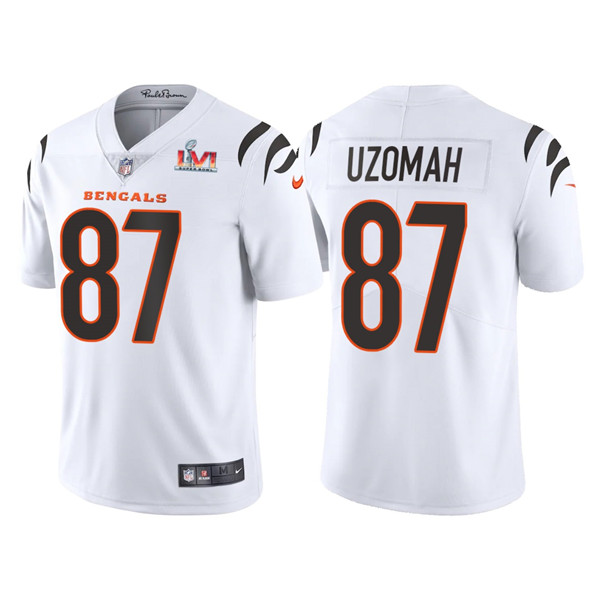 Men's  White Cincinnati Bengals #87 C.J. Uzomah 2022Super Bowl LVI Vapor Limited Stitched