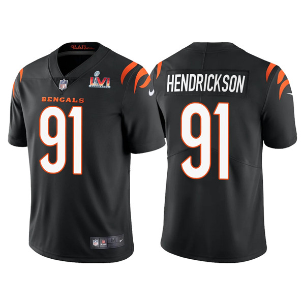 Men's Black Cincinnati Bengals #91 Trey Hendrickson 2022 Super Bowl LVI Vapor Limited
