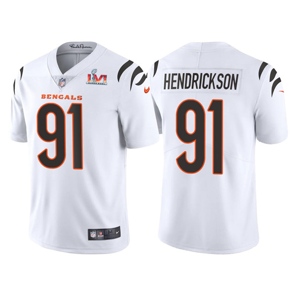 Men's White Cincinnati Bengals #91 Trey Hendrickson 2022 Super Bowl LVI Vapor Limited