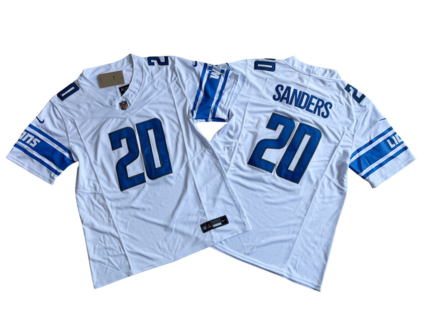 Men's White Detroit Lions #20 Barry Sanders 2023 F.U.S.E. Vapor Untouchable Limited Stitched Jersey