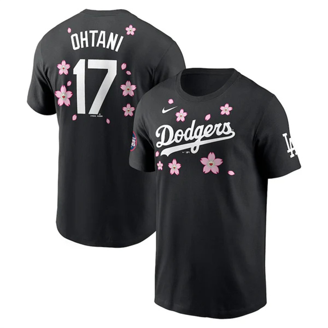 Men's Black Los Angeles Dodgers #17 Shohei Ohtani 2025 Tokyo Series Name & Number T-Shirt