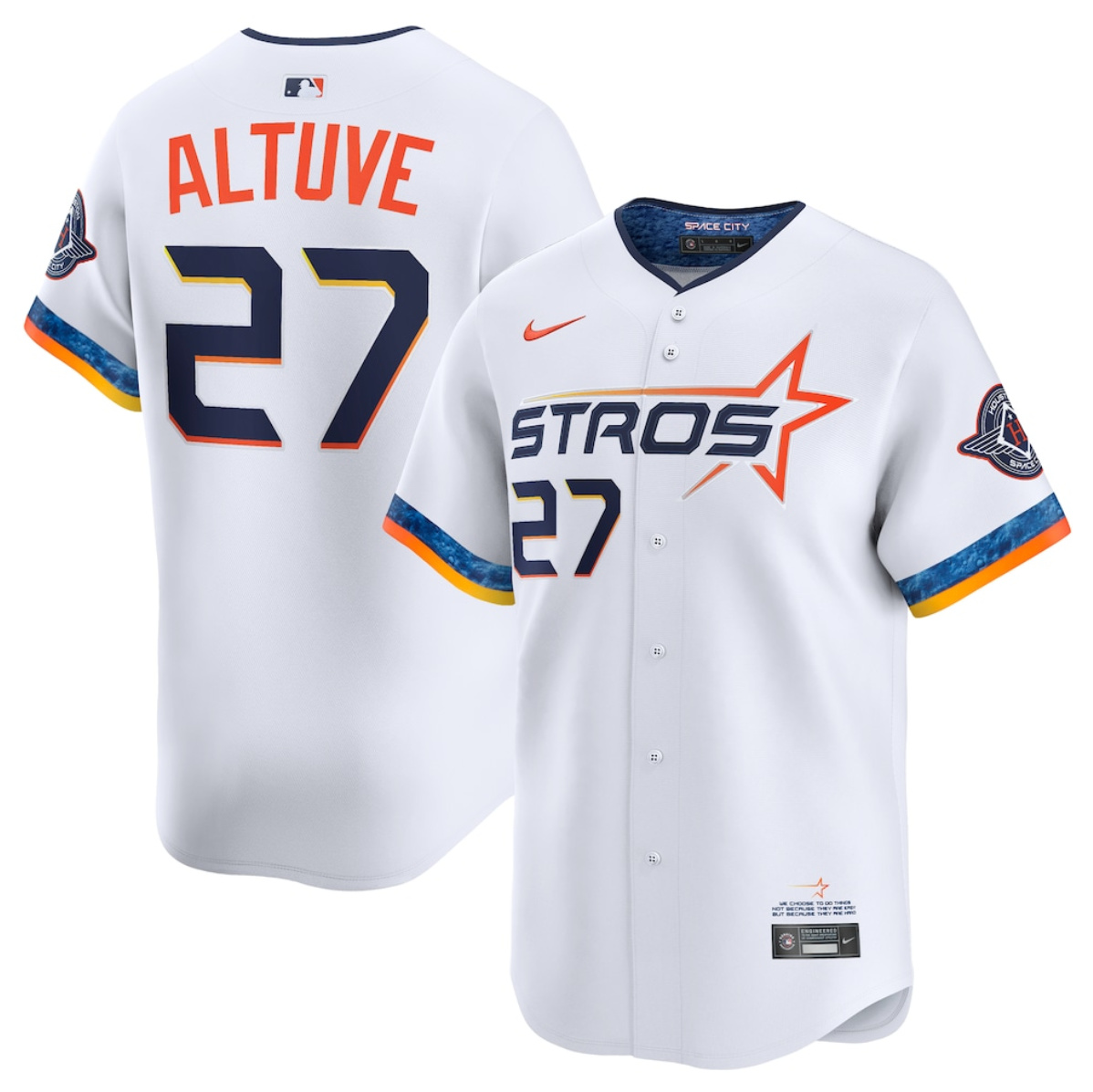 Men's White Houston Astros #27 Jose Altuve 2025 City Connect Limited Stitched Baseball Jersey