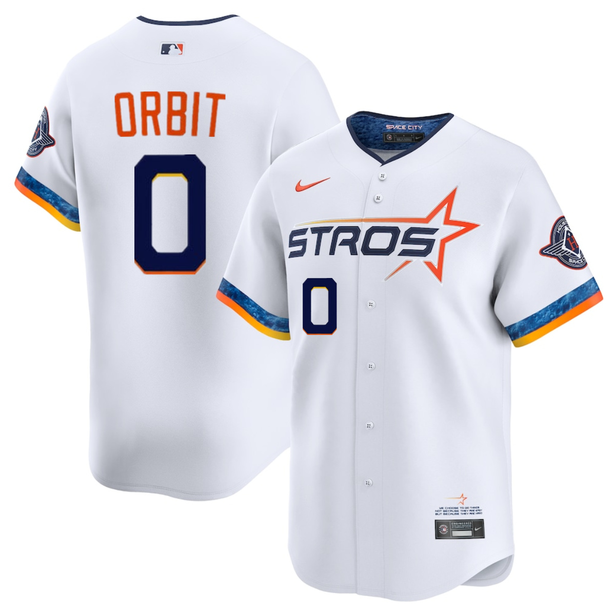 Men's White Houston Astros #0 Orbit 2025 City Connect Limited Stitched Baseball Jersey