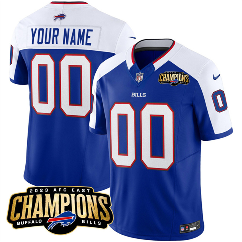 Men's Blue/White Buffalo Bills Active Player Custom 2023 F.U.S.E. AFC East Champions Ptach Stitched Football Jersey