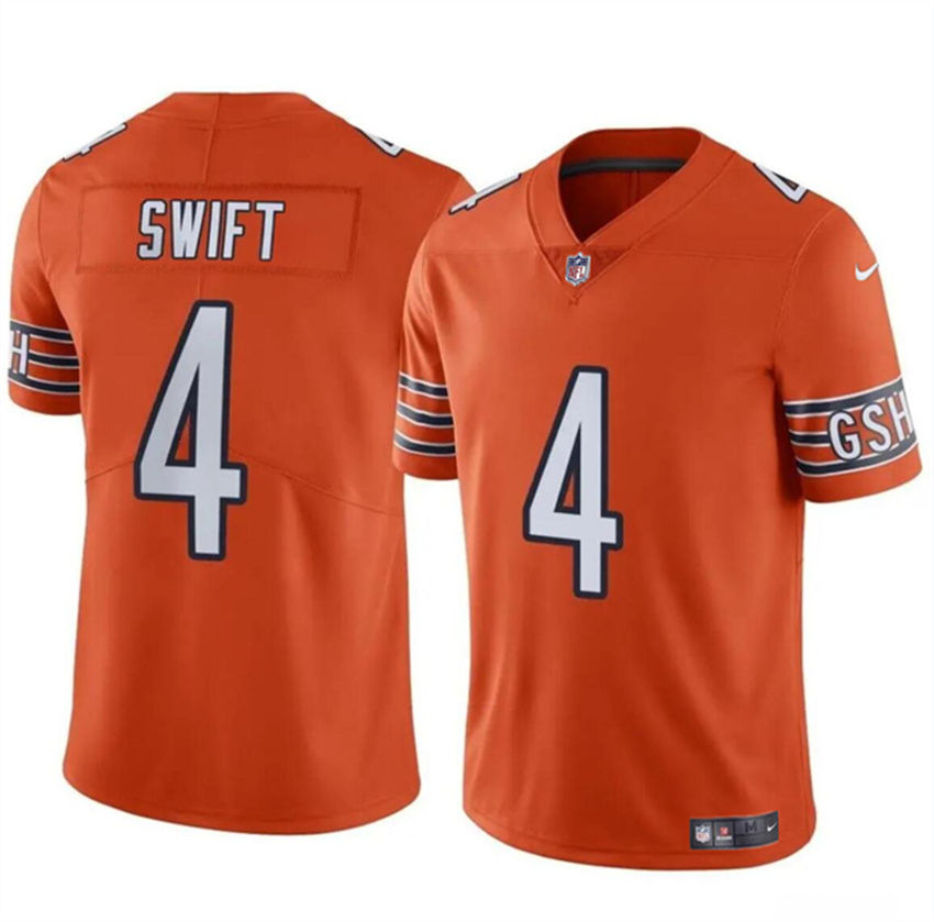 Men's Orange Chicago Bears #4 D’Andre Swift Vapor Stitched Football Jersey
