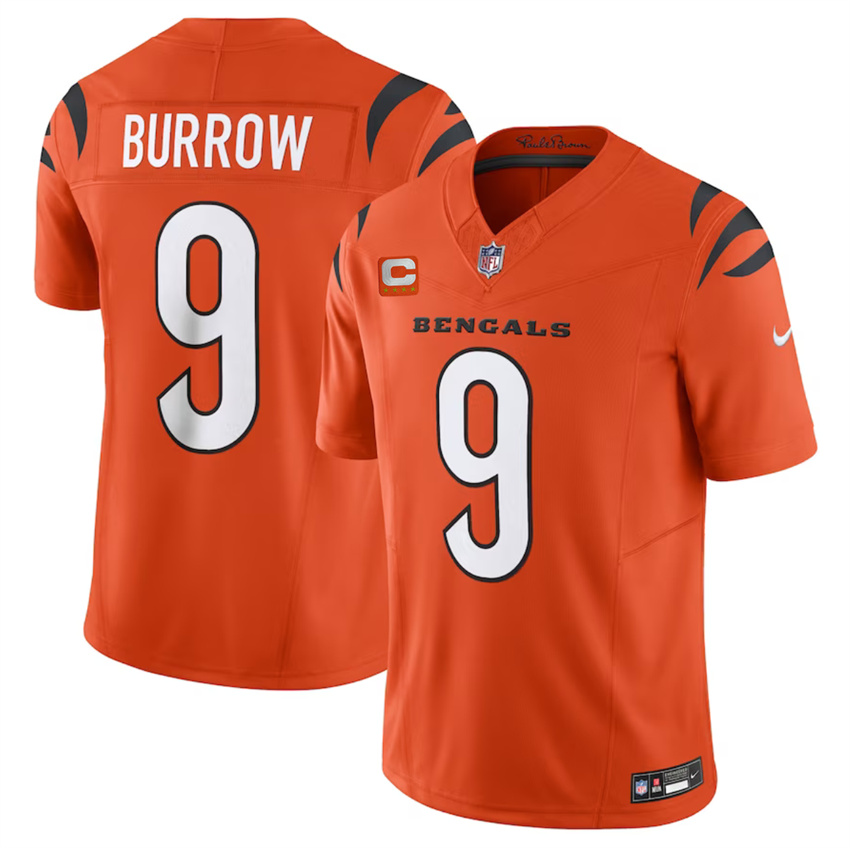 Men's Orange Cincinnati Bengals #9 Joe Burrow 2023 F.U.S.E. With 4-Star C Patch Vapor Untouchable Limited Stitched Jersey