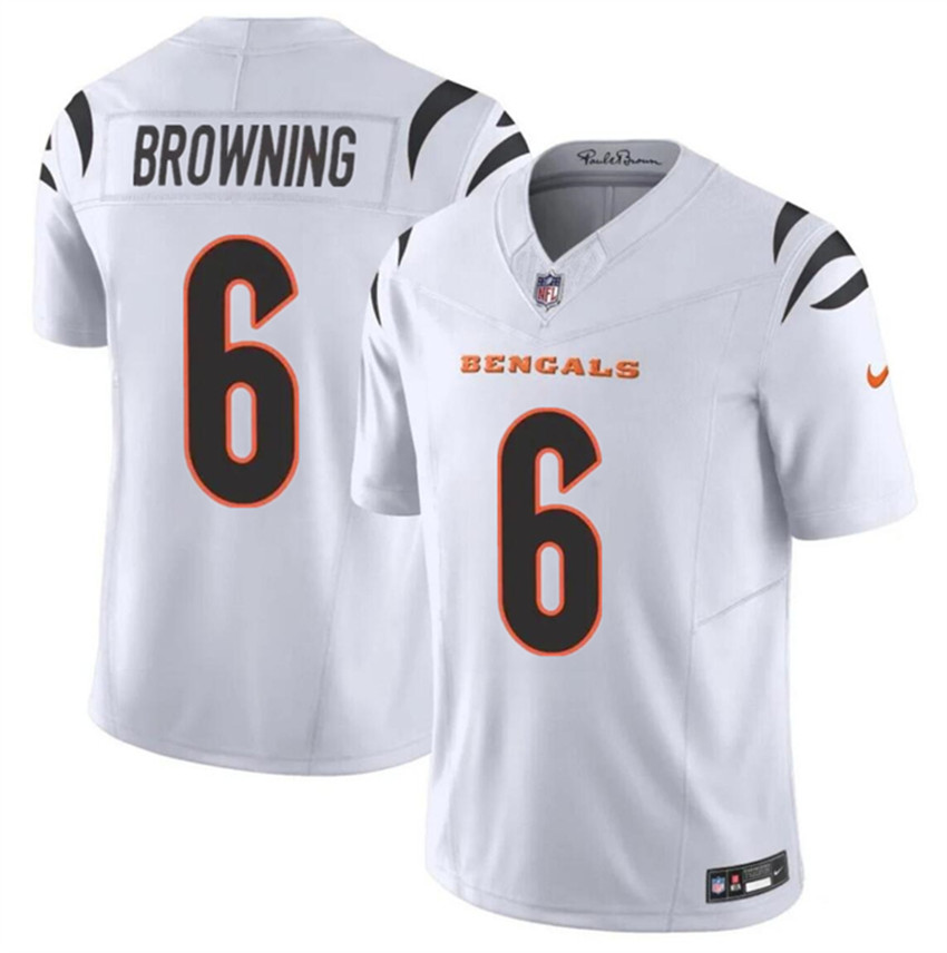 Men's White Cincinnati Bengals #6 Jake Browning 2023 F.U.S.E. Vapor Untouchable Limited Stitched Jersey