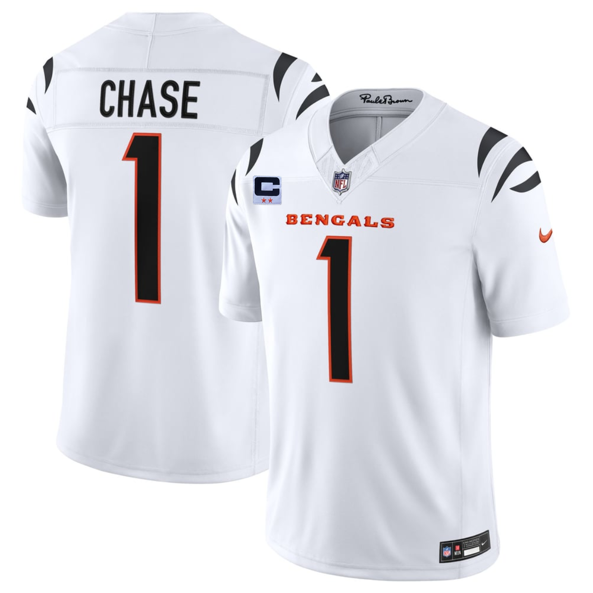 Men's White Cincinnati Bengals #1 Ja'Marr Chase 2026 F.U.S.E. 2-Star C Patch Vapor Untouchable Limited Stitched Football Jersey
