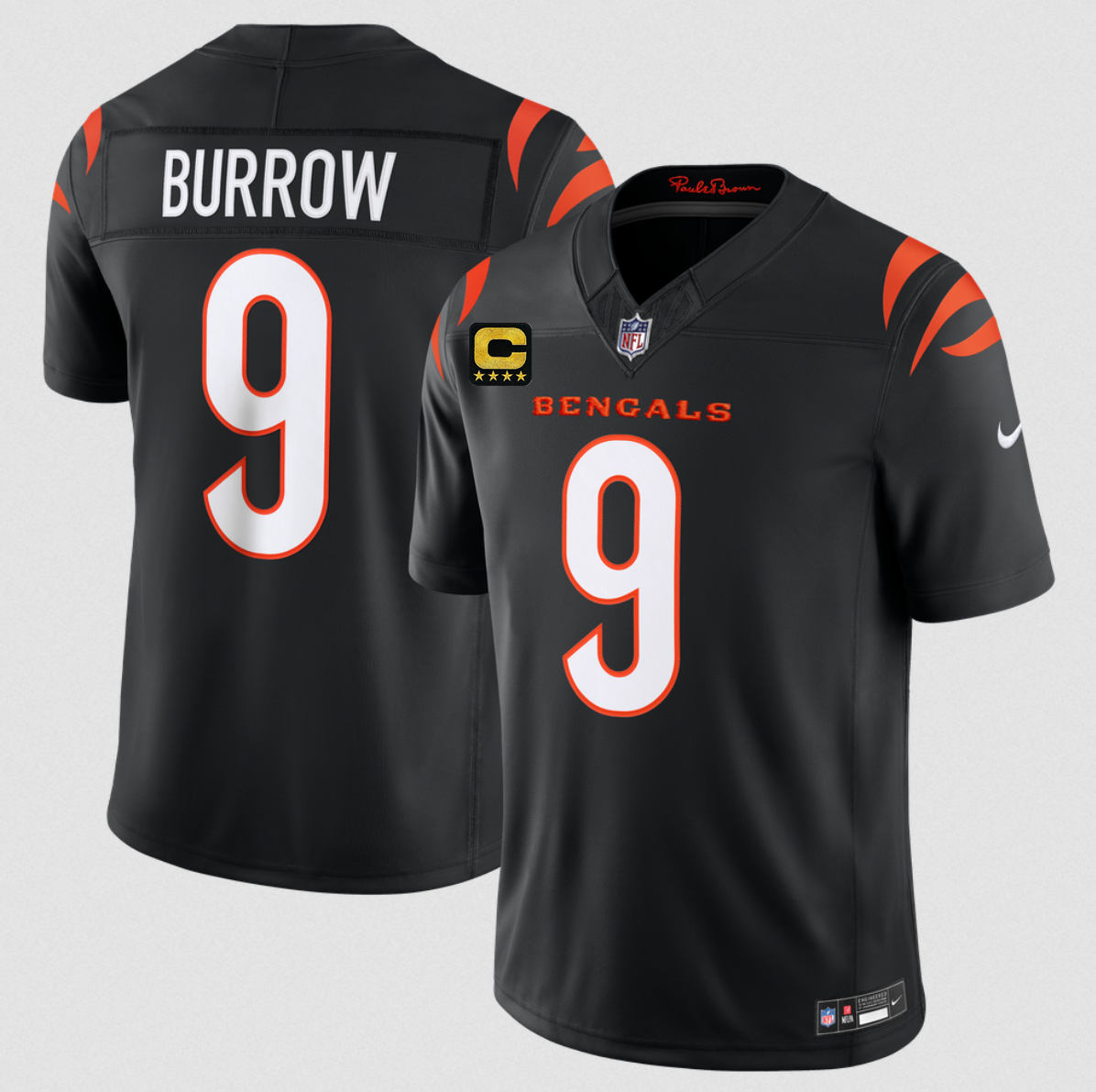 Men's Black Cincinnati Bengals #9 Joe Burrow 2026 F.U.S.E. 4-Star C Patch Vapor Untouchable Limited Stitched Football Jersey