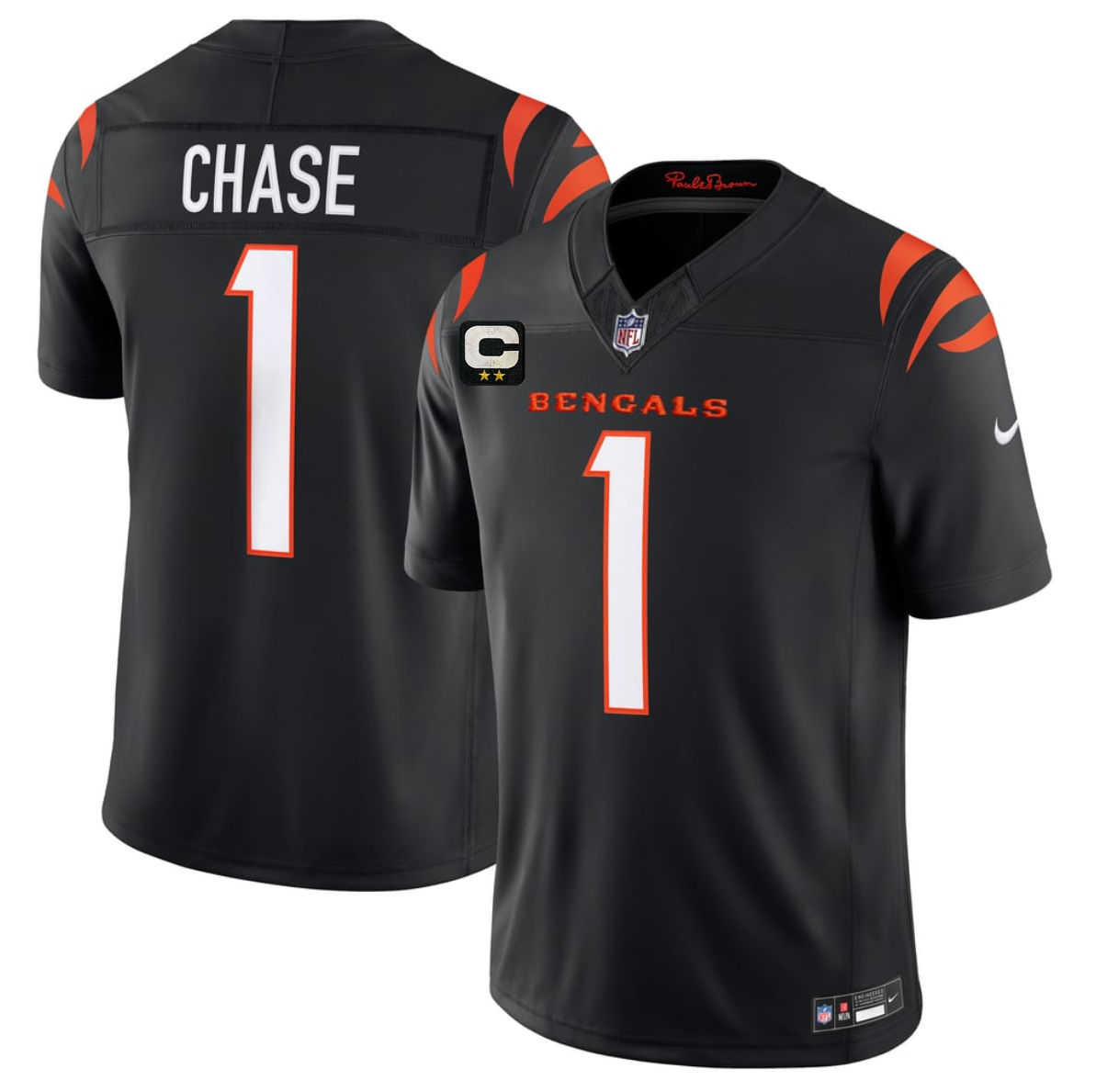 Men's Black Cincinnati Bengals #1 Ja'Marr Chase 2026 F.U.S.E. 2-Star C Patch Vapor Untouchable Limited Stitched Football Jersey