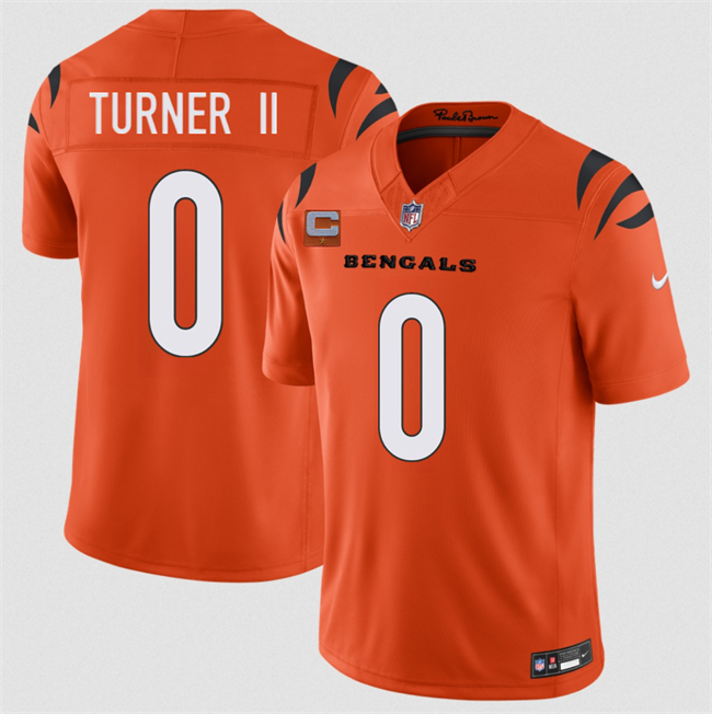 Men's Orange Cincinnati Bengals #0 DJ Turner II 2026 F.U.S.E. 1-Star C Patch Vapor Untouchable Limited Stitched Football Jersey