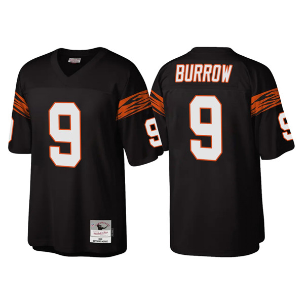 Men's Black Cincinnati Bengals #9 Joe Burrow Throwback Legacy Stitched Jersey