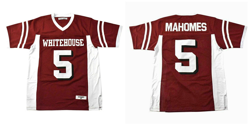 Men's Patrick Mahomes #5 Whitehouse High School Red Stitched Football Jersey