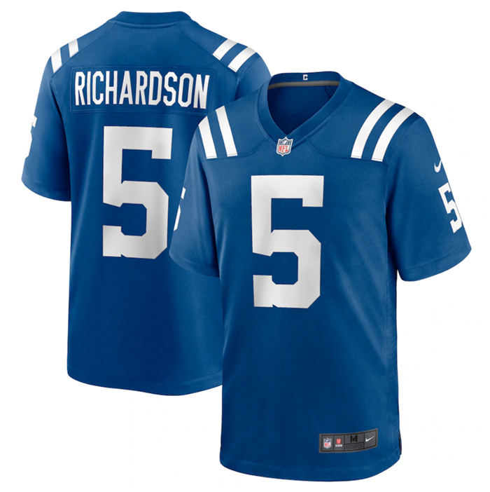 Men's Blue Indianapolis Colts #5 Anthony Richardson Stitched Game Jersey
