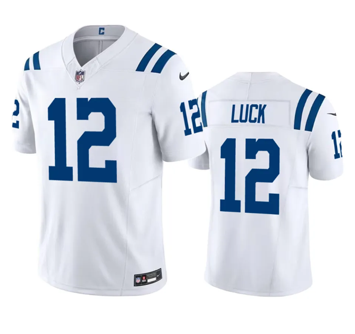 Men's White Indianapolis Colts #12 Andrew Luck 2023 F.U.S.E Vapor Untouchable Stitched Football Jersey