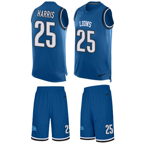 Nike Lions #25 Will Harris Blue Team Color Men's Stitched NFL Limited Tank Top Suit Jersey
