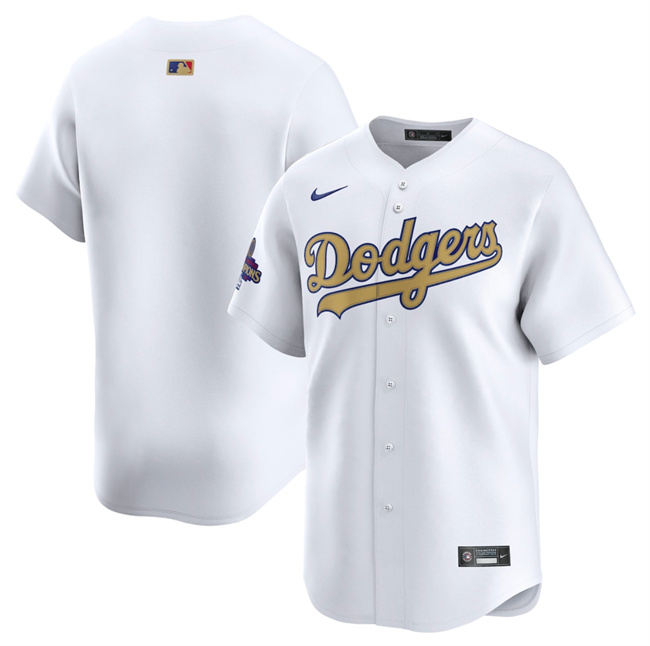Men's White/Gold Los Angeles Dodgers Active Player Custom 2025 Collection Limited Stitched Baseball Jersey