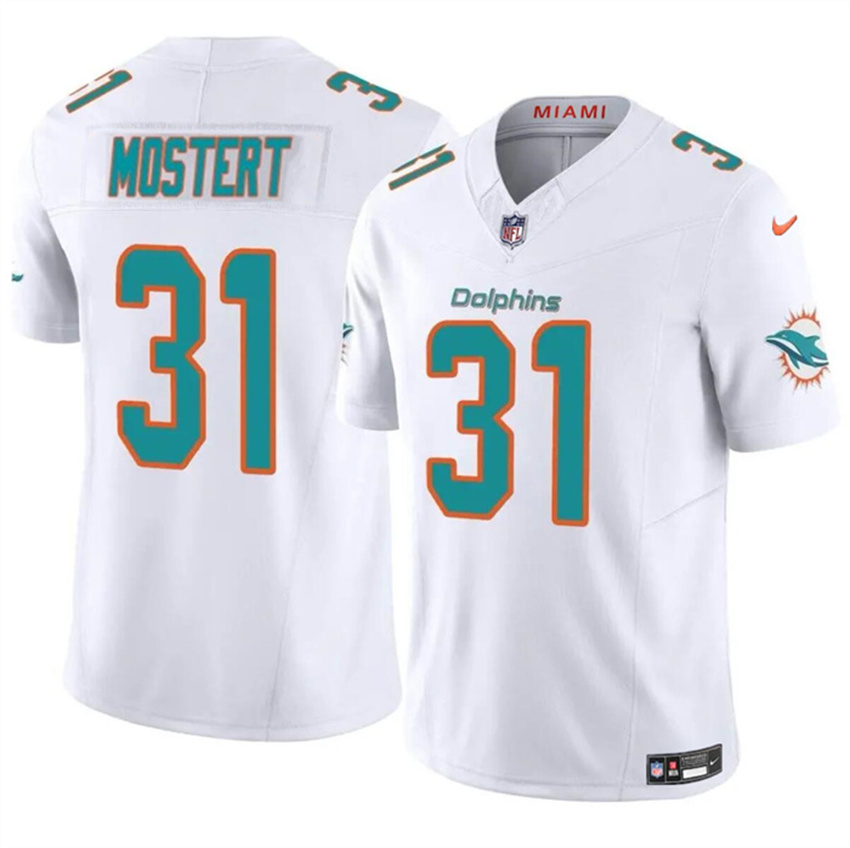 Men's White Miami Dolphins #31 Raheem Mostert 2023 F.U.S.E Alternate Vapor Limited Stitched Football Jersey