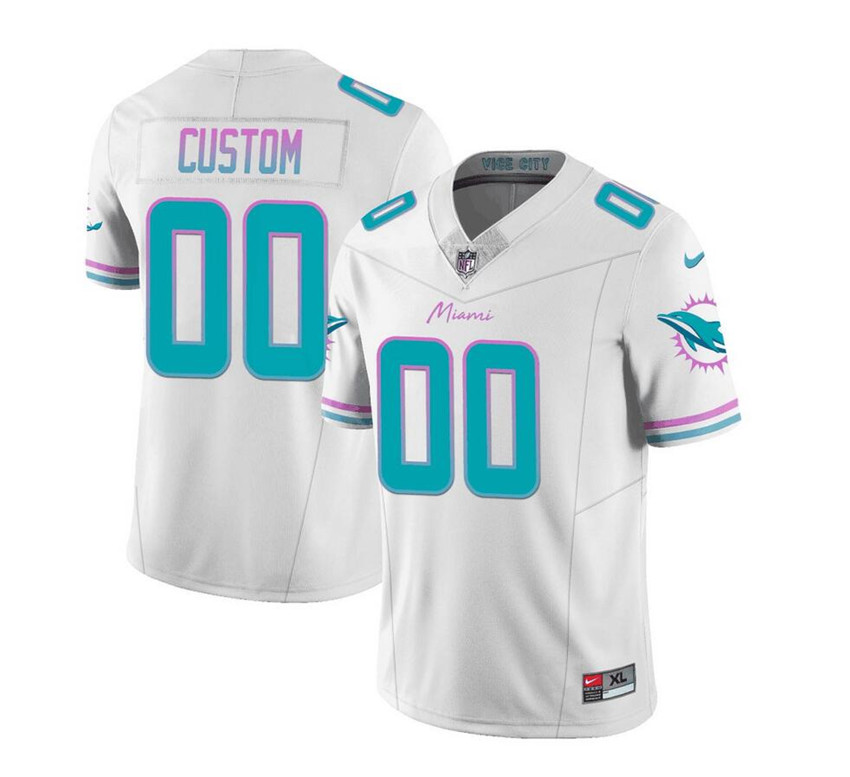 Men's White Miami Dolphins Active Player Custom 2023 F.U.S.E Vapor Limited Stitched Football Jersey