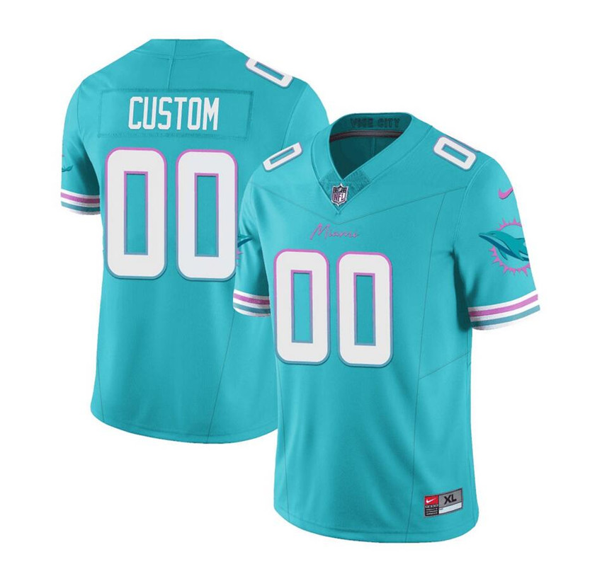 Men's Aqua Miami Dolphins Active Player Custom 2023 F.U.S.E Vapor Limited Stitched Football Jersey