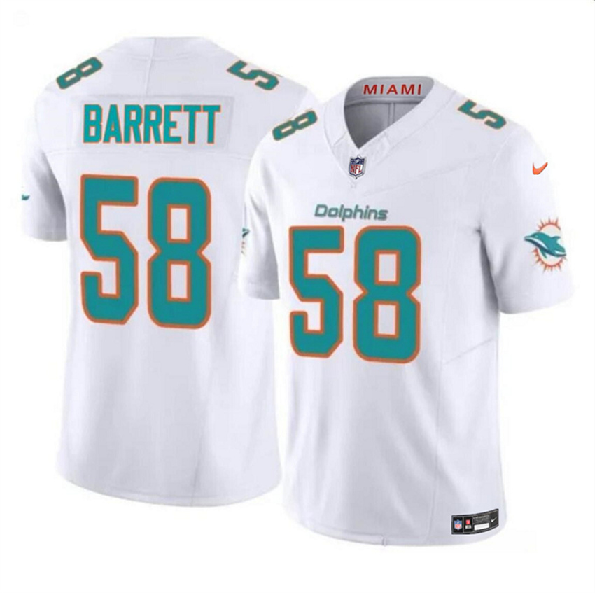 Men's White Miami Dolphins #58 Shaquil Barrett 2023 F.U.S.E Vapor Limited Stitched Football Jersey