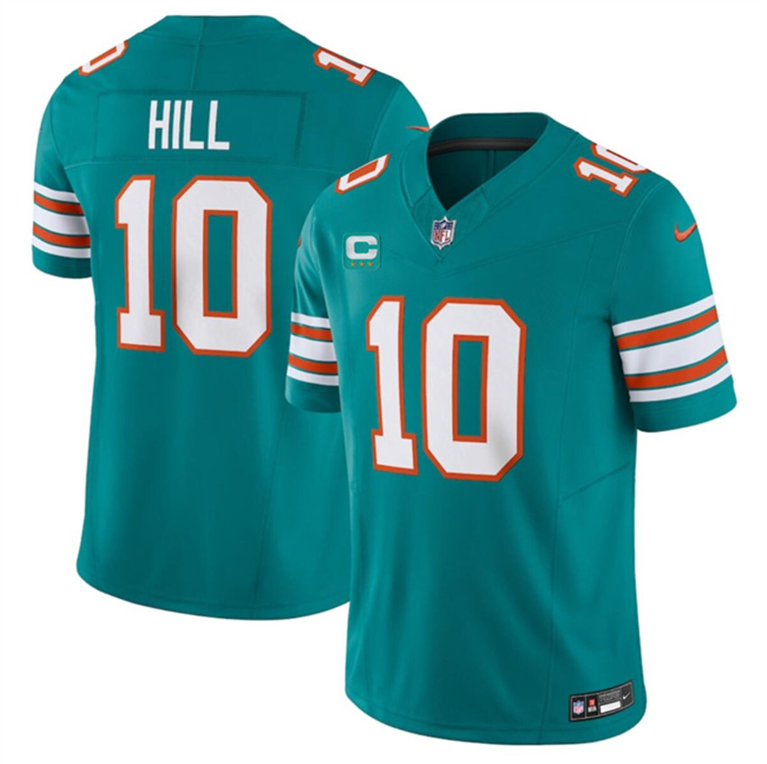 Men's Aqua Miami Dolphins #10 Tyreek Hill F.U.S.E Alternate With 3-Star C Patch Vapor Limited Stitched Football Jersey