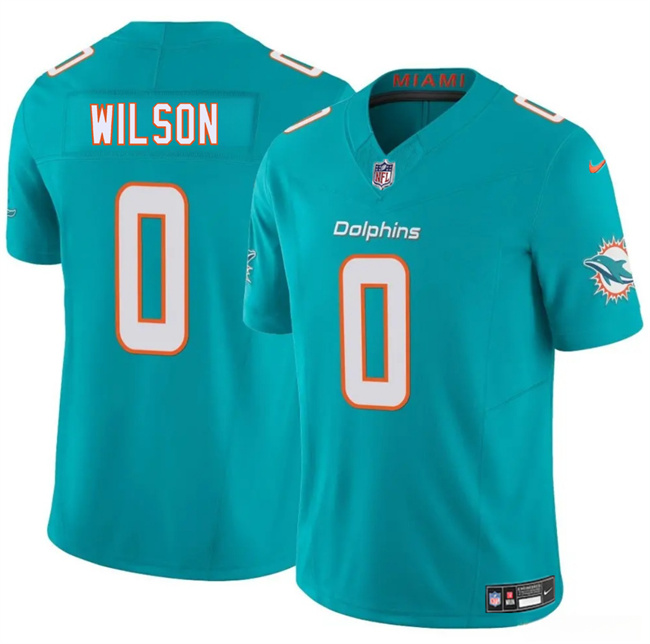 Men's Aqua Miami Dolphins #0 Zach Wilson 2025 F.U.S.E. Vapor Limited Stitched Football Jersey