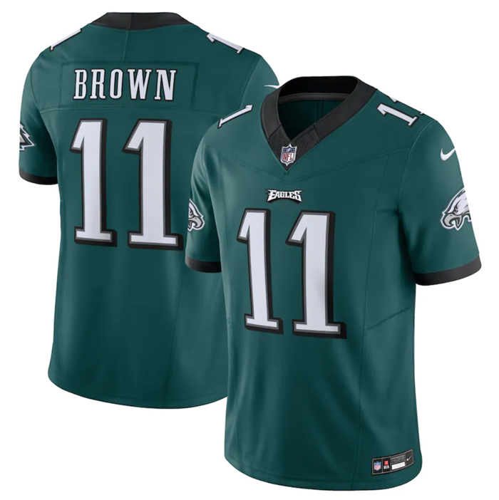 Men's Green Philadelphia Eagles #11 A.J. Brown 2023 F.U.S.E. Vapor Untouchable Limited Stitched Football Jersey