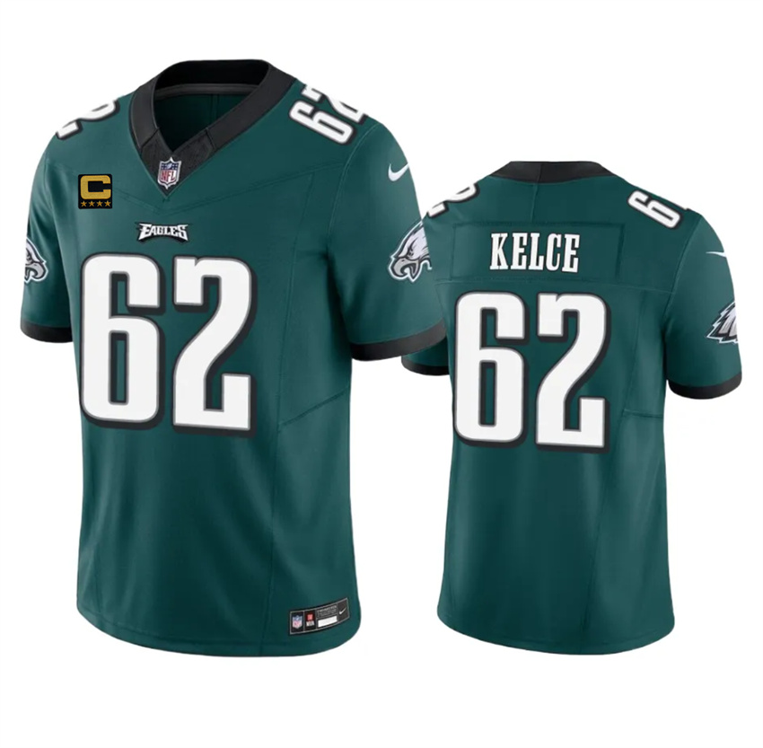 Men's Green Philadelphia Eagles #62 Jason Kelce 2023 F.U.S.E. Vapor Untouchable Limited Stitched Football Jersey