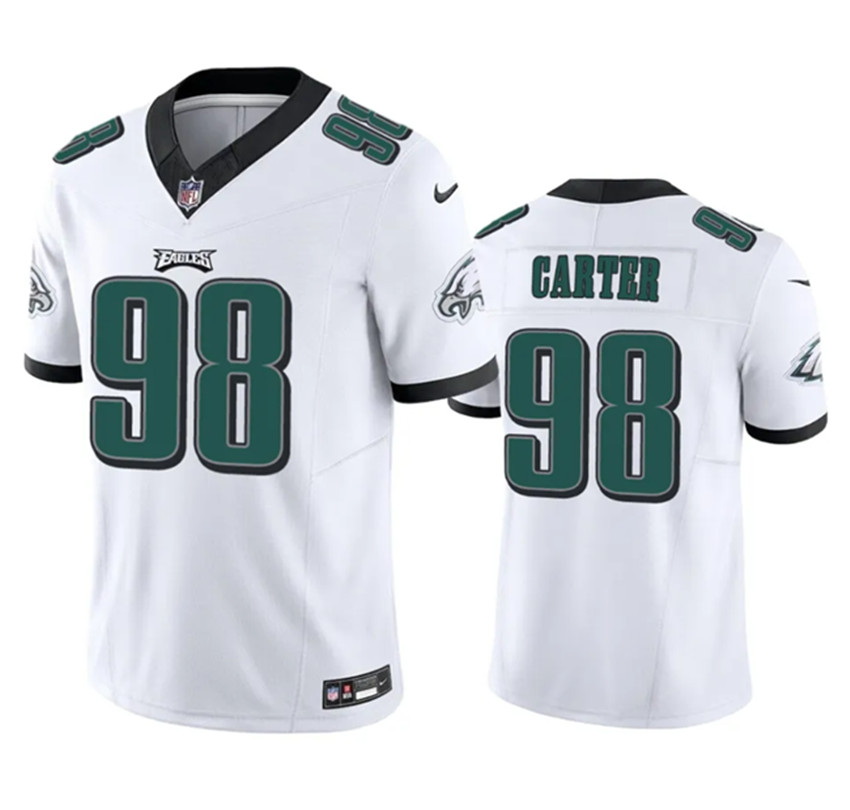 Men's White Philadelphia Eagles #98 Jalen Carter 2023 F.U.S.E. Vapor Untouchable Limited Stitched Football Jersey