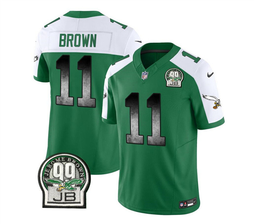 Men's Green/White Philadelphia Eagles #11 A. J. Brown 2023 F.U.S.E. Throwback Vapor Untouchable Limited Stitched Football Jersey