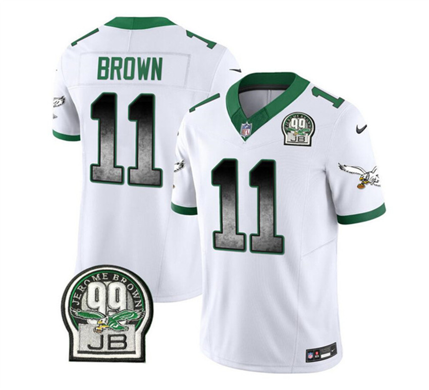 Men's White Philadelphia Eagles #11 A. J. Brown 2023 F.U.S.E. Throwback Vapor Untouchable Limited Stitched Football Jersey