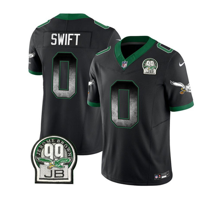 Men's Black Philadelphia Eagles #0 D'Andre Swift 2023 F.U.S.E. Throwback Vapor Untouchable Limited Stitched Football Jersey