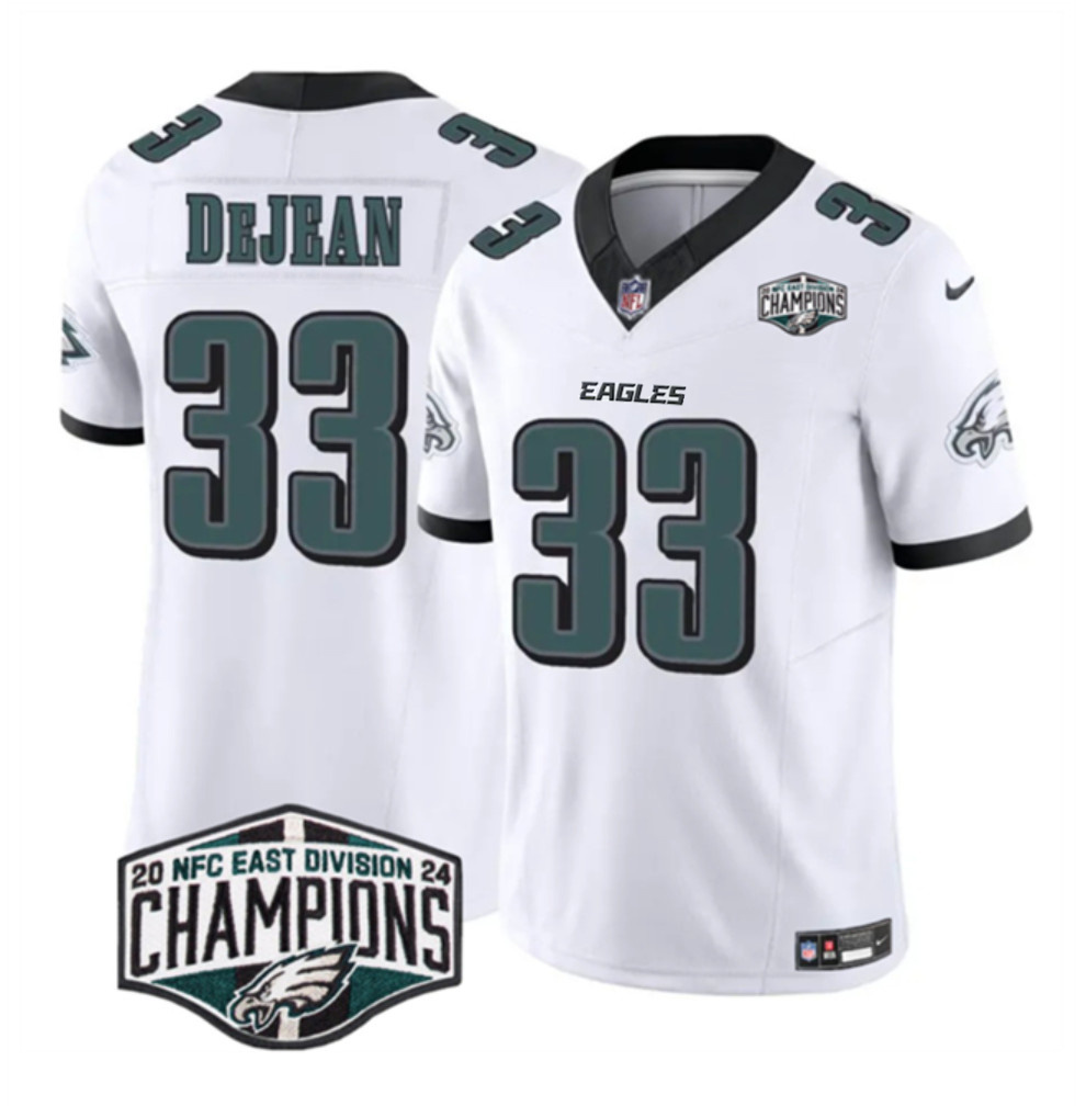Men's White Philadelphia Eagles #33 Cooper DeJean 2024 New NFC East Champions F.U.S.E. Vapor Untouchable Limited Stitched Football Jersey