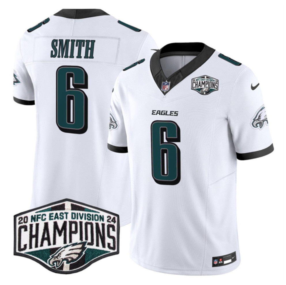 Men's White Philadelphia Eagles #6 DeVonta Smith 2024 New NFC East Champions F.U.S.E. Vapor Untouchable Limited Stitched Football Jersey