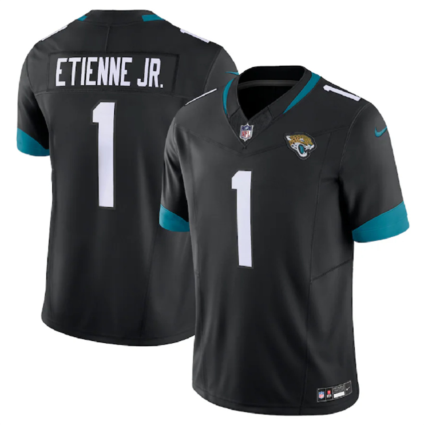 Men's Black Jacksonville Jaguars #1 Travis Etienne Jr. 2023 F.U.S.E Vapor Untouchable Limited Stitched Jersey